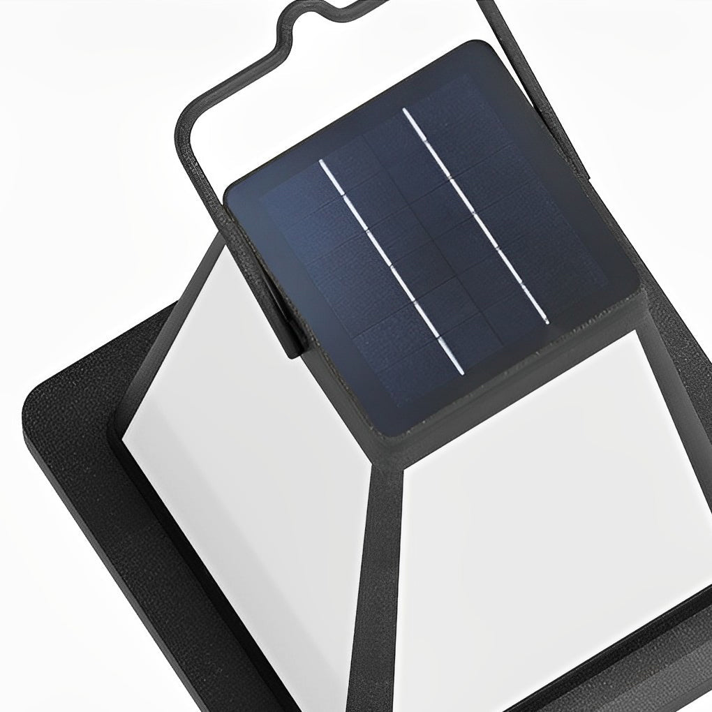 Modern Square Portable Solar Outdoor Lantern — Die-Cast Aluminum, Black, LED, Waterproof