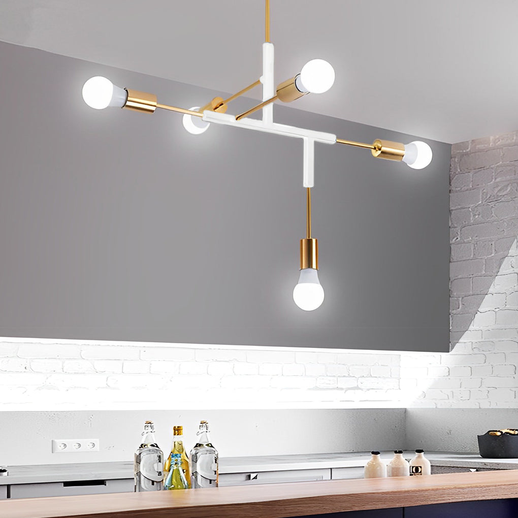 Modern Chandelier Ceiling Light with 5 LED Branches in Electroplated Iron