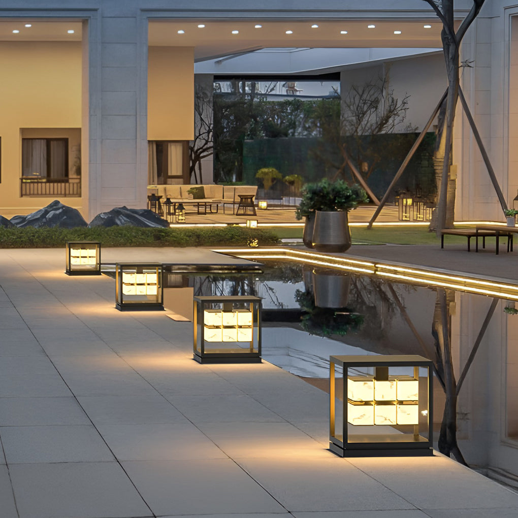 Modern Square Solar Deck Post Cap Light — Stainless Steel & PC, LED, IP65 Weatherproof, Warm White 3000K