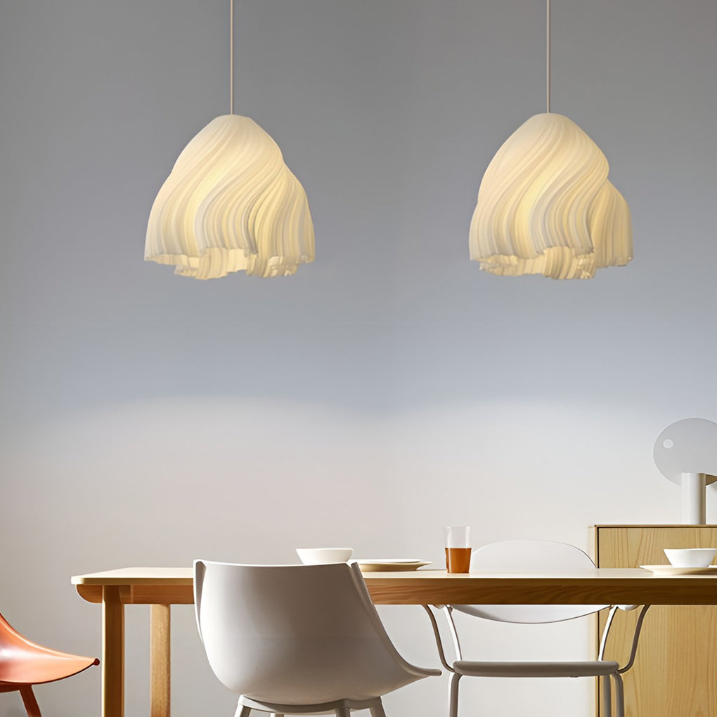 3D-Printed Resin Pendant Light — 16W, 3000K Warm White, Adjustable 78.7" Cord