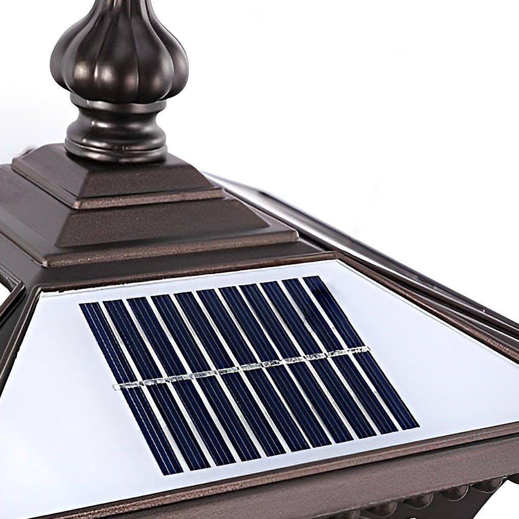Retro Striped Glass Solar Outdoor Wall Sconce — Black Aluminum, IP65 Weatherproof, 8–10 Hr Battery