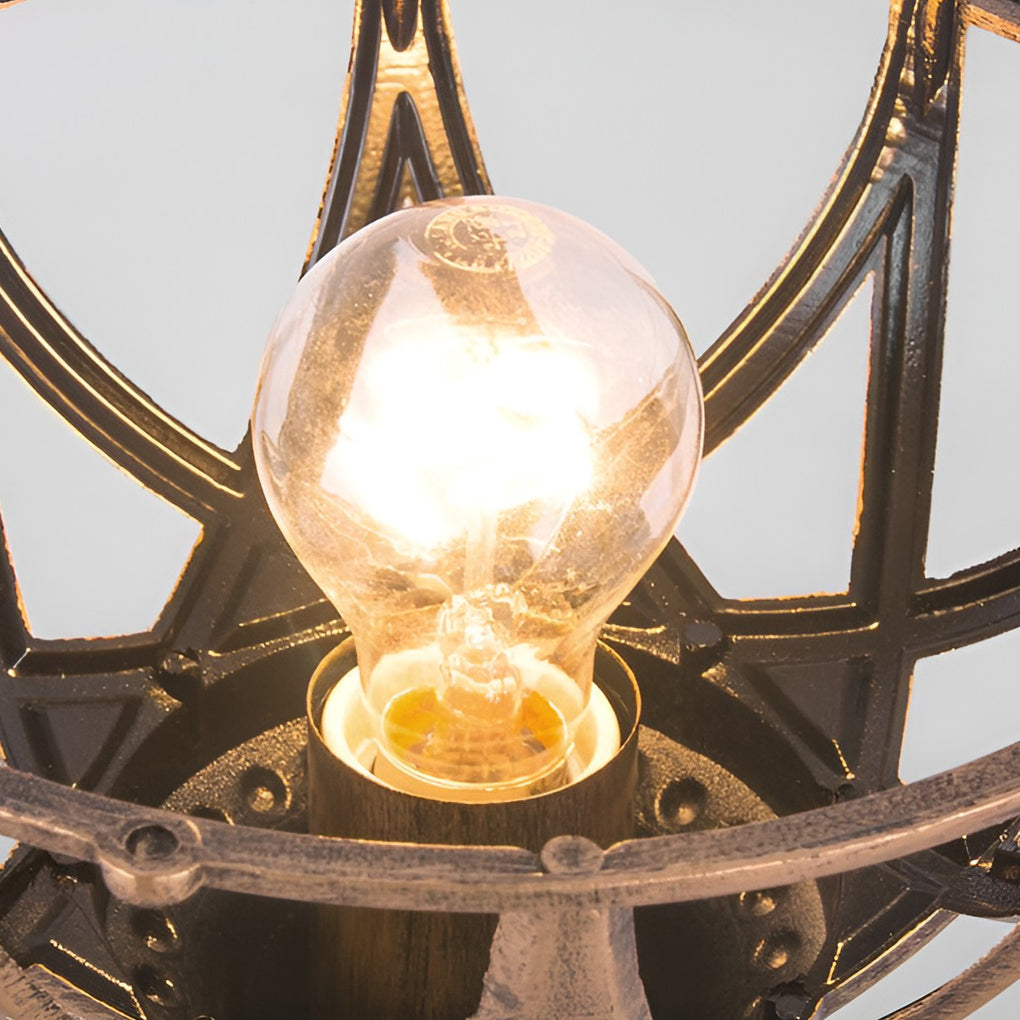 Round Glass Outdoor Post Cap Light — Aluminum, E27, Waterproof, Black or Bronze