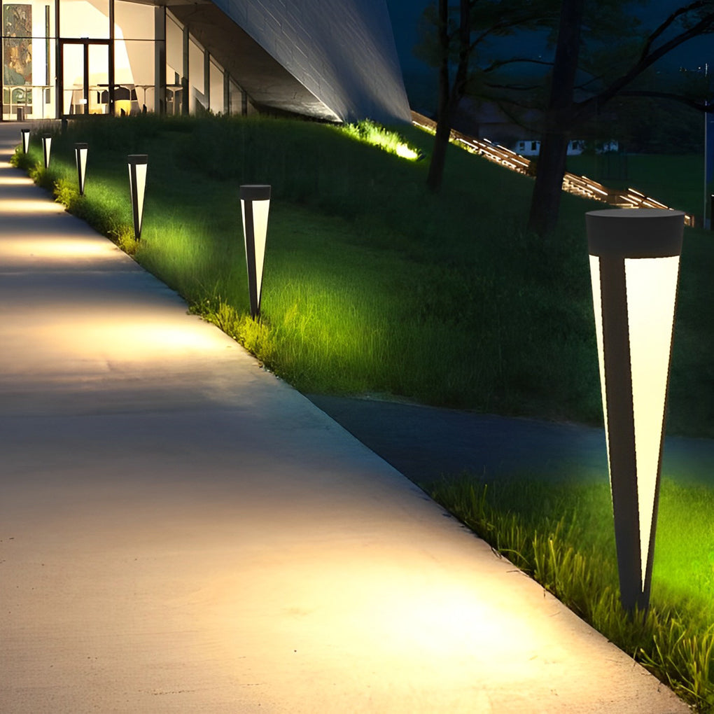 Round Solar Outdoor Bollard Light — Gray Aluminum & Acrylic, LED 10W, IP54, 6" × 24", Warm White 3000K