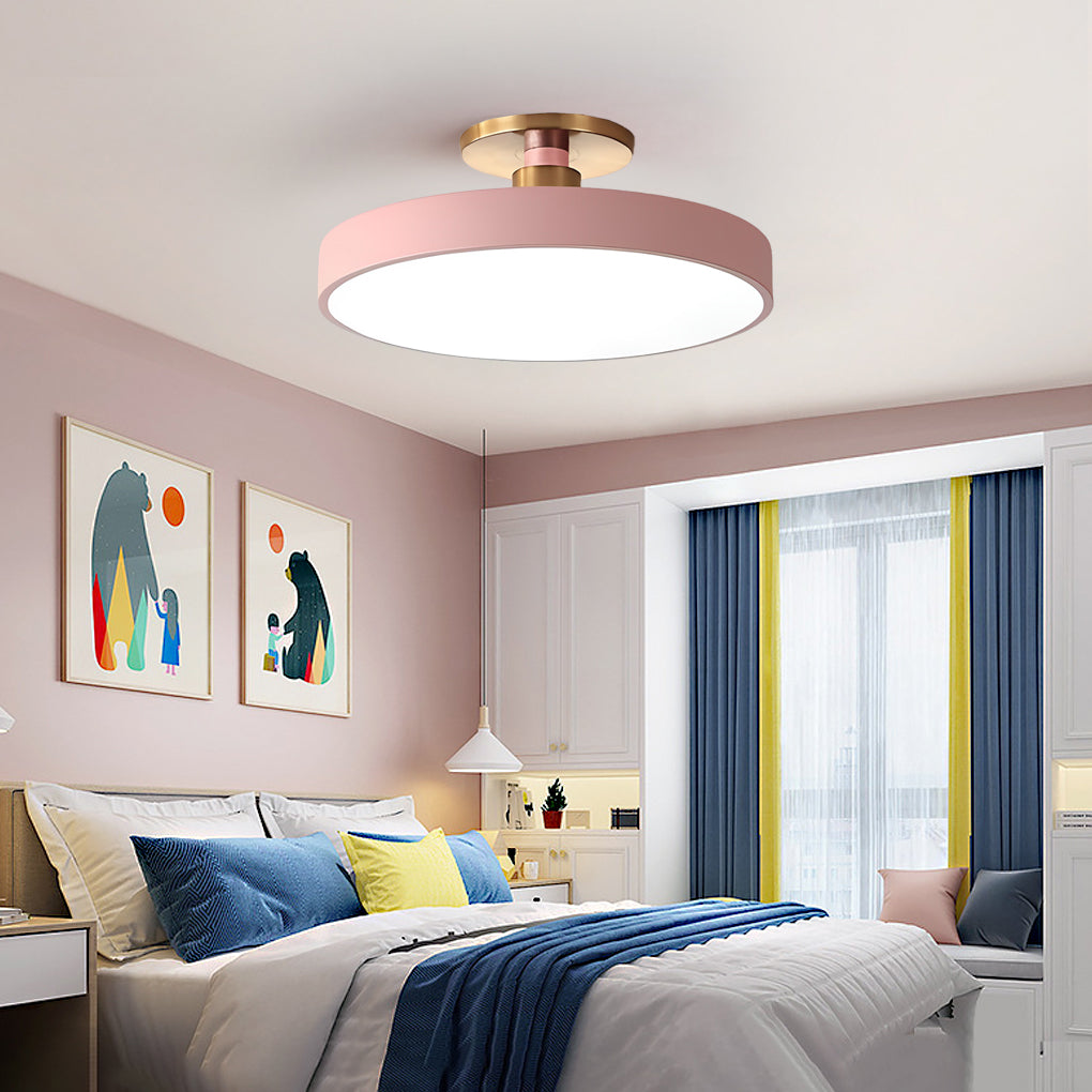 Circular LED Semi-Flush Mount Ceiling Light — Acrylic & Metal, 28W, 3000K/4000K/5000K, 16" Diameter