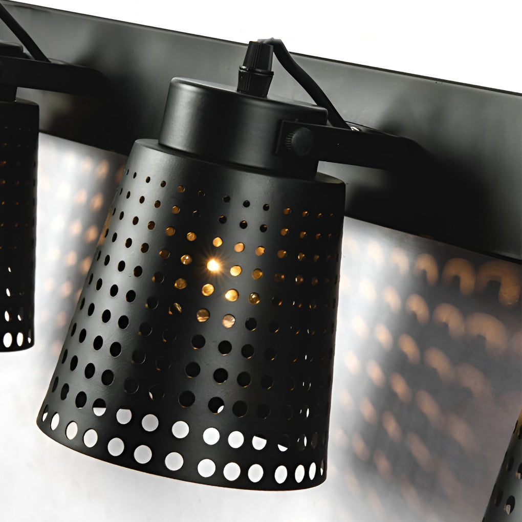 Retro Hollow Industrial Plug-In Wall Sconce — Black Iron, Adjustable Arm, E27, 1-, 2-, or 3-Light