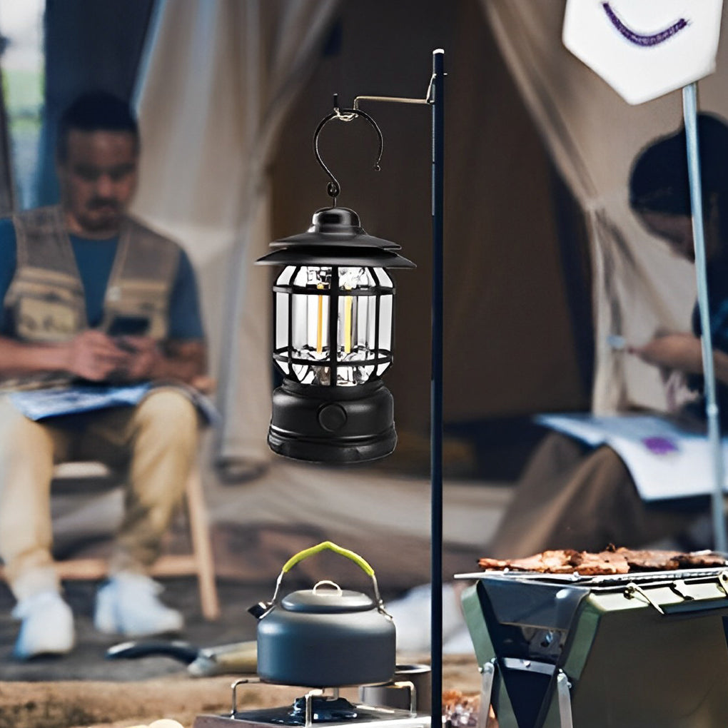 Retro Portable Camping Lantern — LED, USB-C Rechargeable, IP65 Waterproof, 3000K–6000K Adjustable
