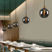 Industrial Retro Mini Pendant — Electroplated Smoke Gray Glass, Adjustable 59" Cord