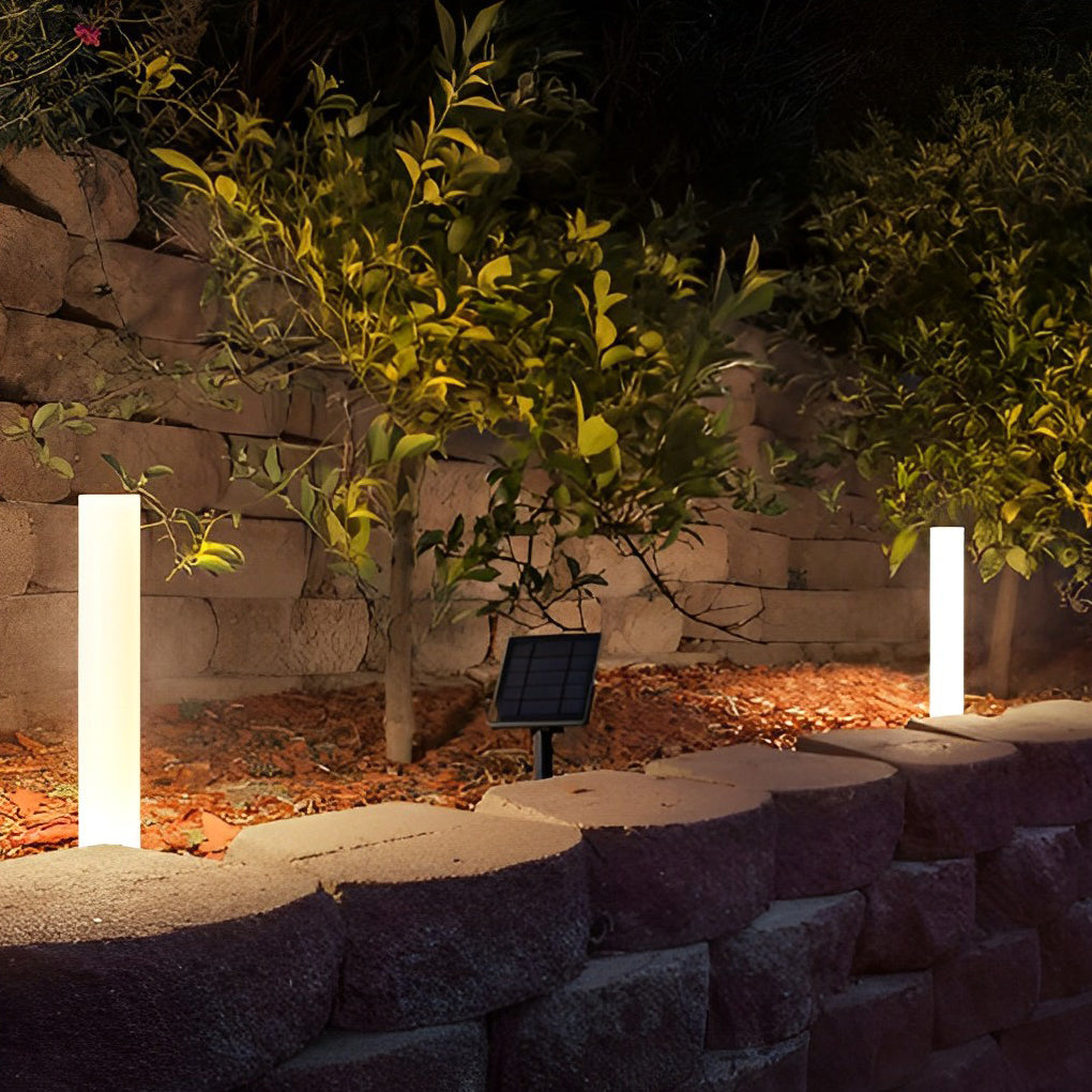 Modern Solar Bollard Light — White PC, Cylindrical, 3000K/6000K, 23.8" Height, Waterproof