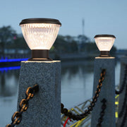 Modern Black Round Solar Post Cap Light — Aluminum, Fast Charging, IP65 Weatherproof