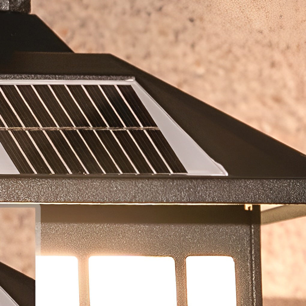 Vintage Retro Solar Outdoor Wall Sconce — Die-Cast Aluminum, LED, IP55, Remote Control, 3000K Warm White, Black / Bronze