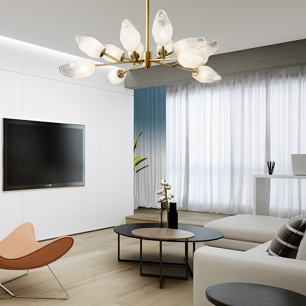 Molecular Glass Sputnik Chandelier — Electroplated Metal, Gold, G9, 3- to 18-Light, Dining Room
