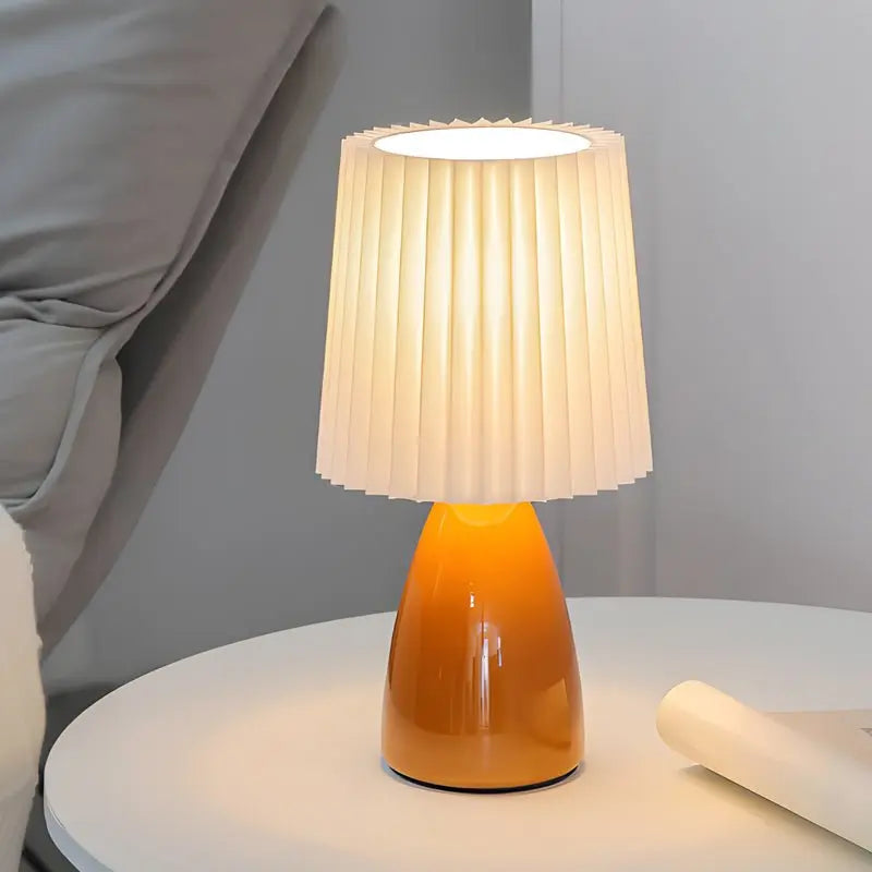 Dimmable Table Lamp with 12-Inch Pleated Shade Luxe
