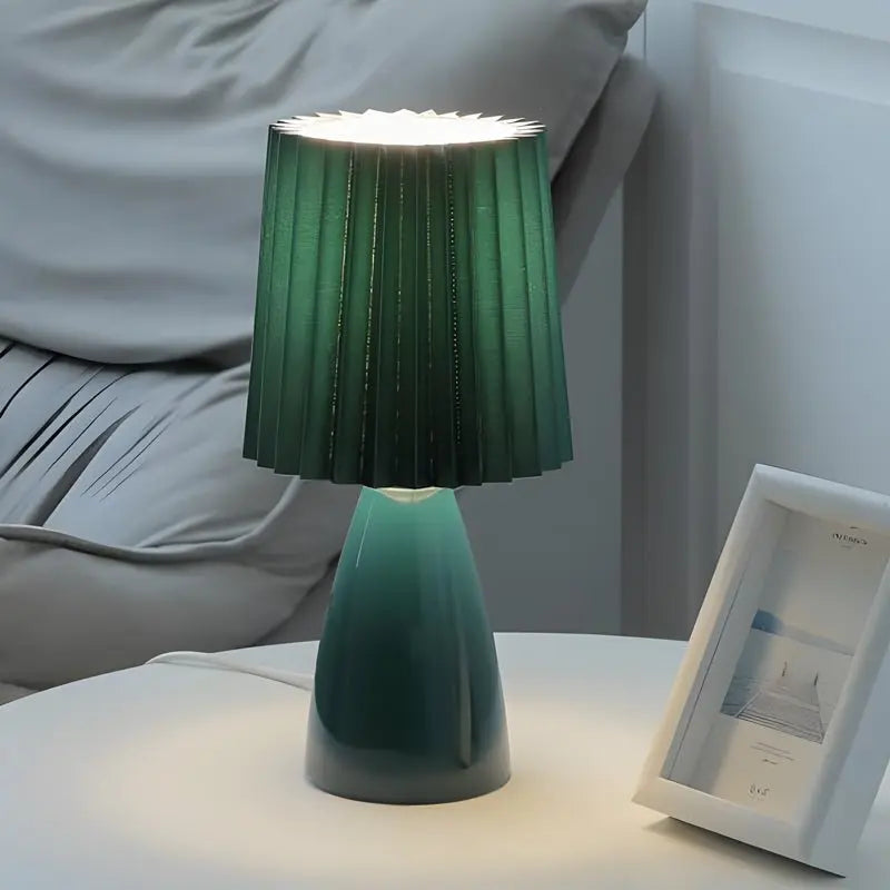 Dimmable Table Lamp with 12-Inch Pleated Shade Luxe