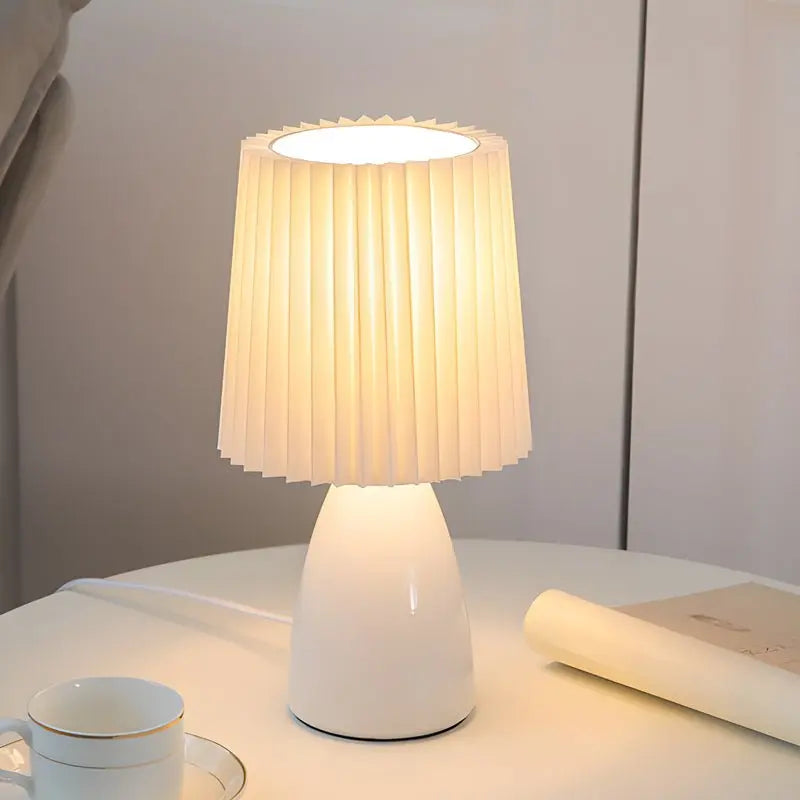 Dimmable Table Lamp with 12-Inch Pleated Shade Luxe