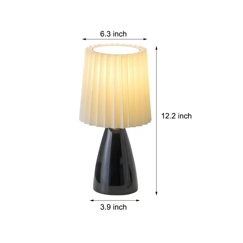Dimmable Table Lamp with 12-Inch Pleated Shade Luxe