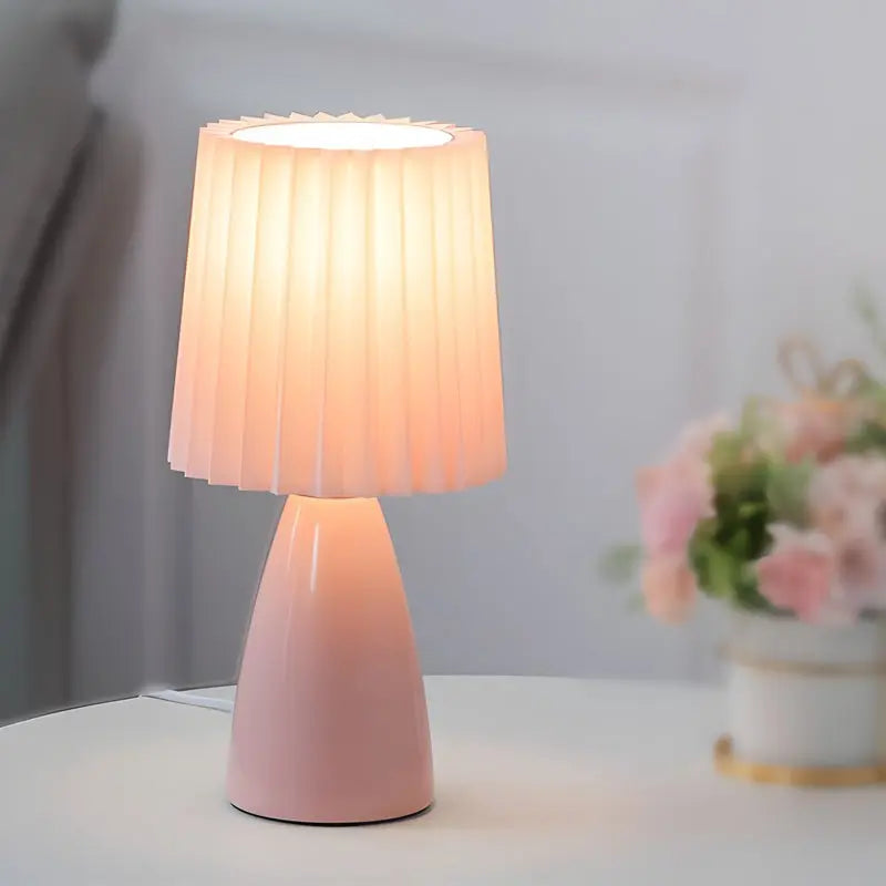 Dimmable Table Lamp with 12-Inch Pleated Shade Luxe