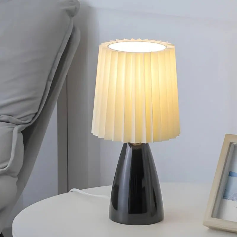 Dimmable Table Lamp with 12-Inch Pleated Shade Luxe
