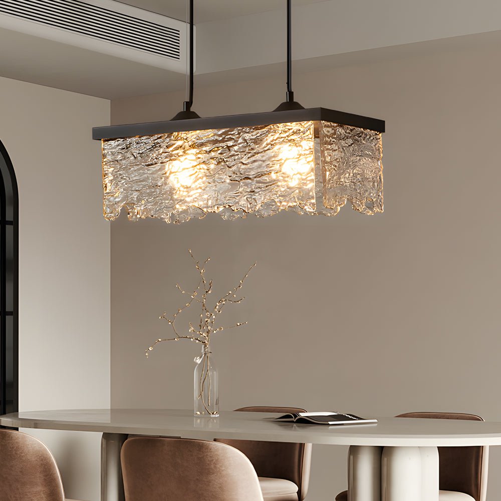 Modern Glass Chandelier — Black Iron, 3-Step Color Dimming (3000K/4500K/6000K), E27, 1- or 2-Light, Dining Room