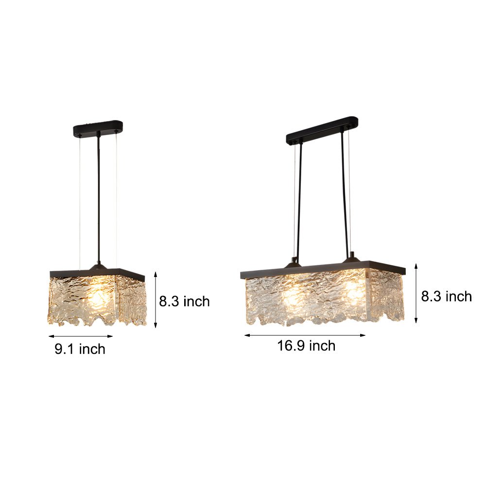 Modern Glass Chandelier — Black Iron, 3-Step Color Dimming (3000K/4500K/6000K), E27, 1- or 2-Light, Dining Room
