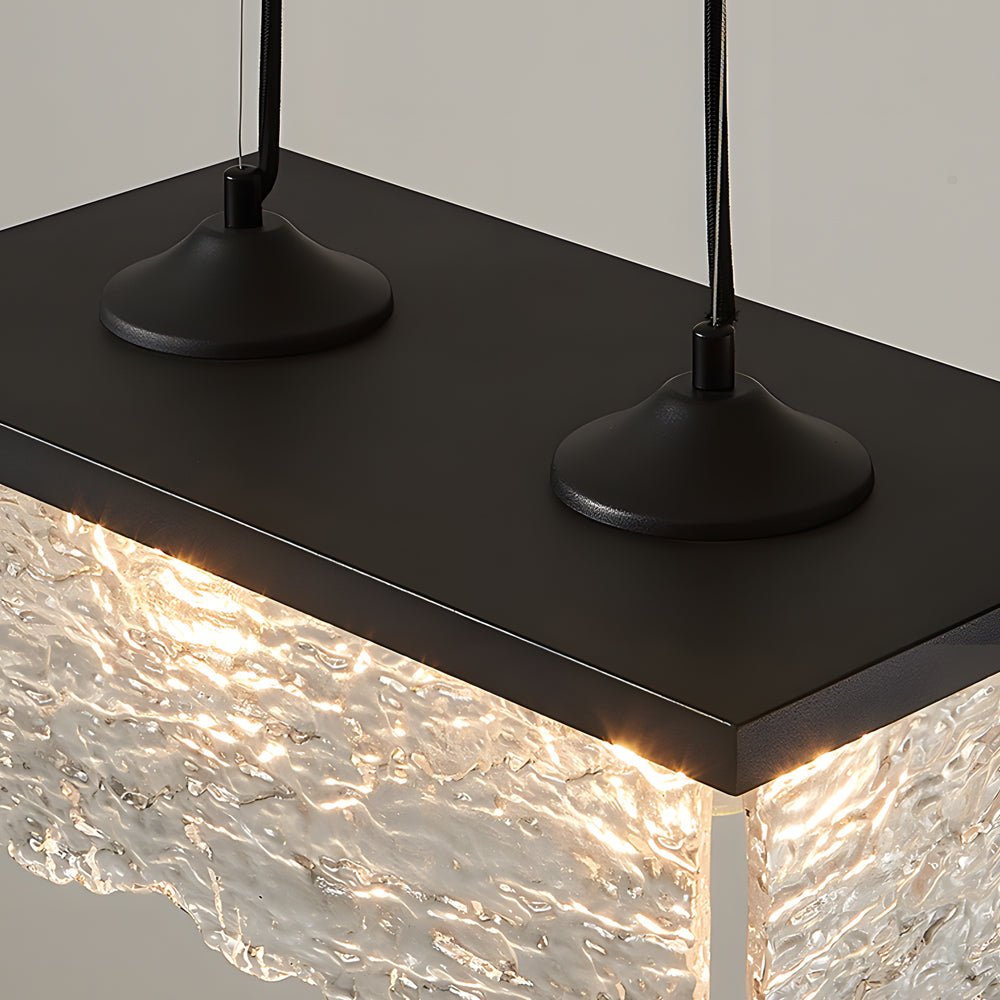 Modern Glass Chandelier — Black Iron, 3-Step Color Dimming (3000K/4500K/6000K), E27, 1- or 2-Light, Dining Room