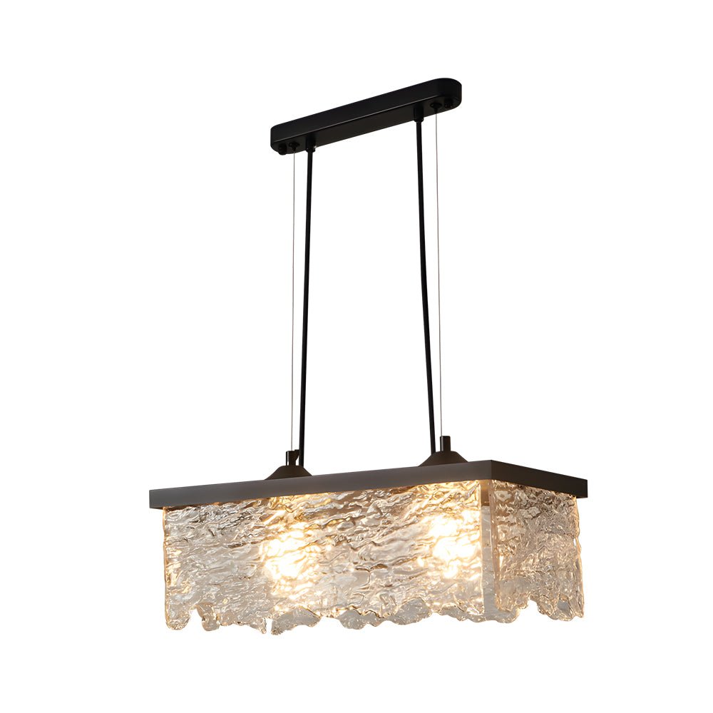 Modern Glass Chandelier — Black Iron, 3-Step Color Dimming (3000K/4500K/6000K), E27, 1- or 2-Light, Dining Room