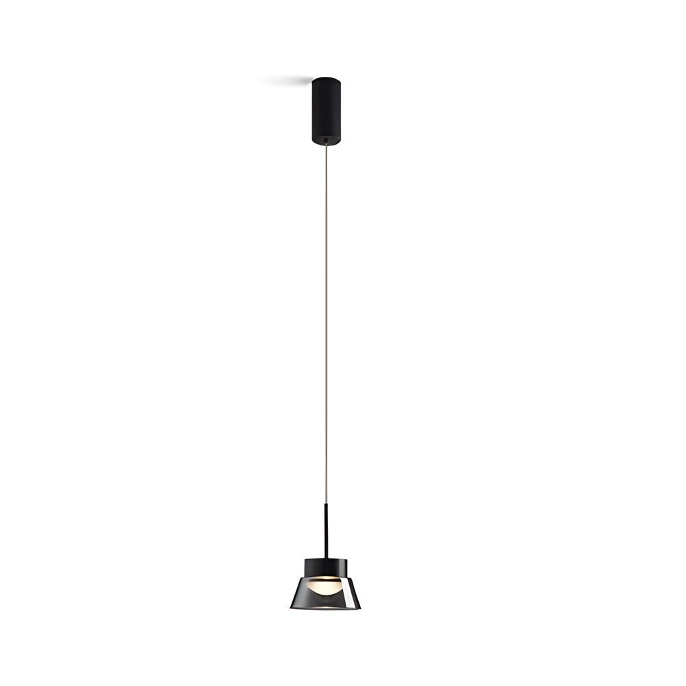 1/2-Light Smoked Gray Glass Pendant Chandelier - LED Island Hanging Ceiling Lamp in Black for Bedroom
