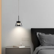 1/2-Light Smoked Gray Glass Pendant Chandelier - LED Island Hanging Ceiling Lamp in Black for Bedroom