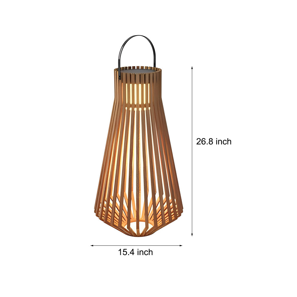 Rustic Modern Solar Portable Lantern — Stainless Steel, LED 3000K, 180° Rotating Handle, IP65, 15" × 27"