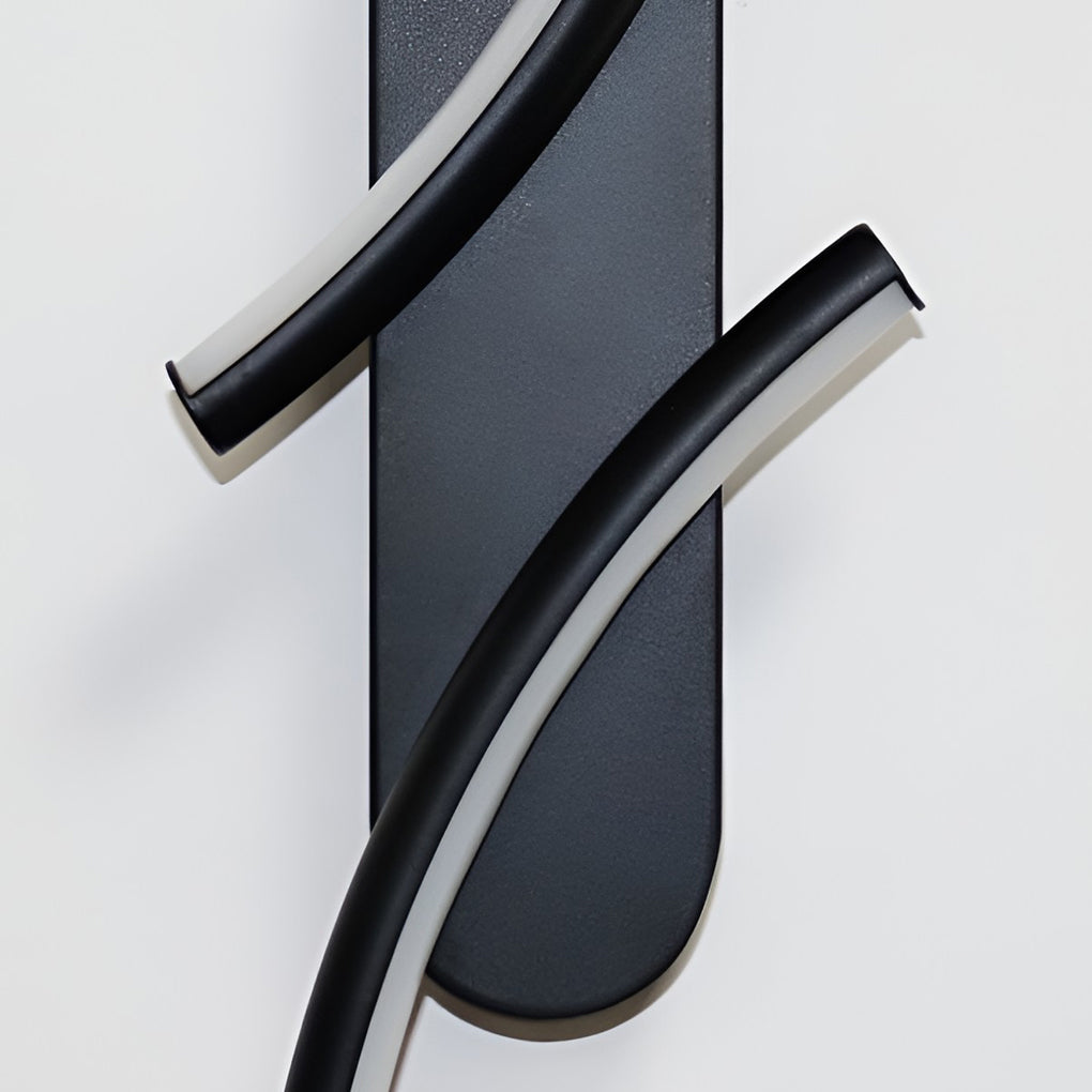 Modern S-Shaped Linear Wall Sconce — Iron and Silicone, LED, Three-Step Dimming (3000K/4500K/6000K), 8W–18W, Black / White / Gold