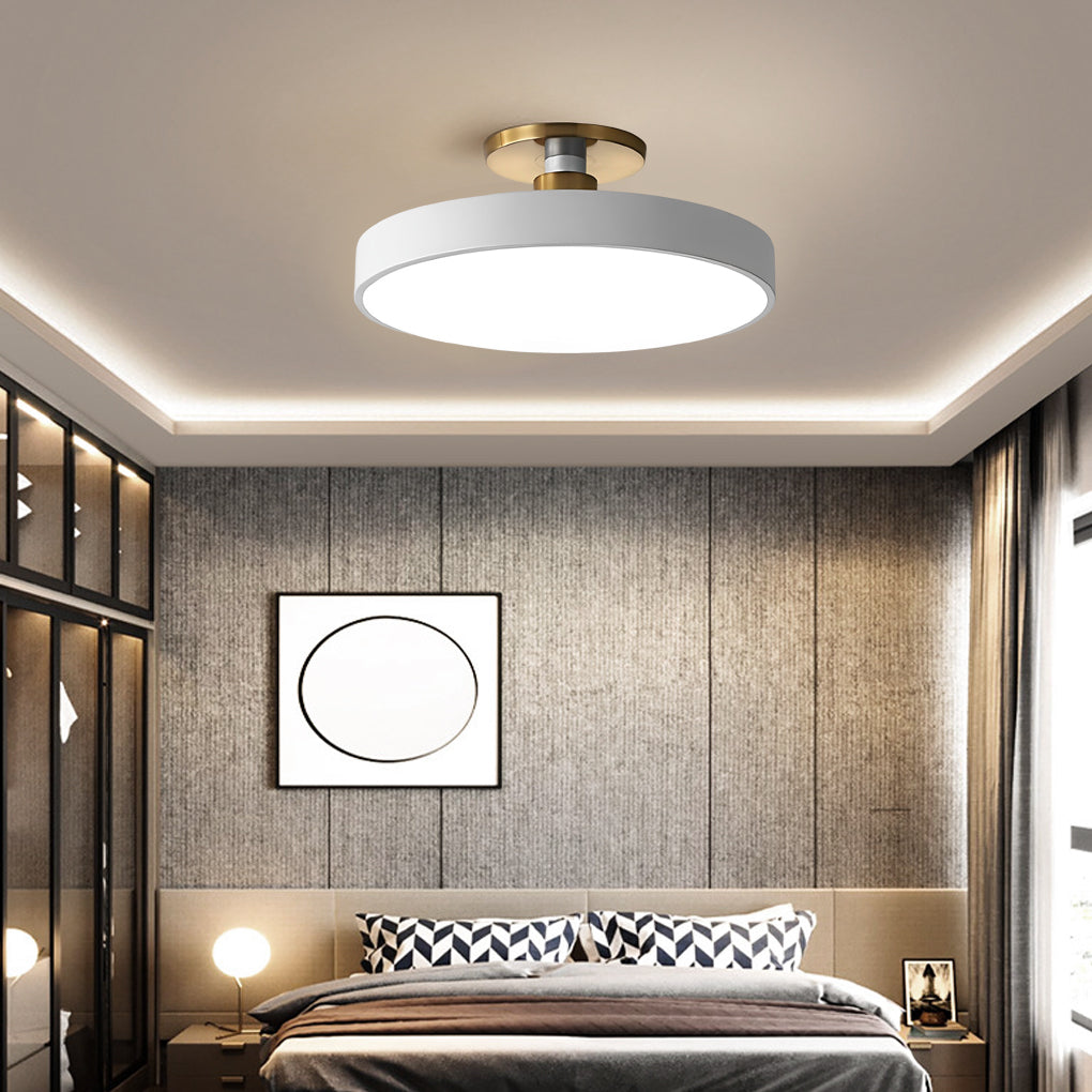 Circular LED Semi-Flush Mount Ceiling Light — Acrylic & Metal, 28W, 3000K/4000K/5000K, 16" Diameter