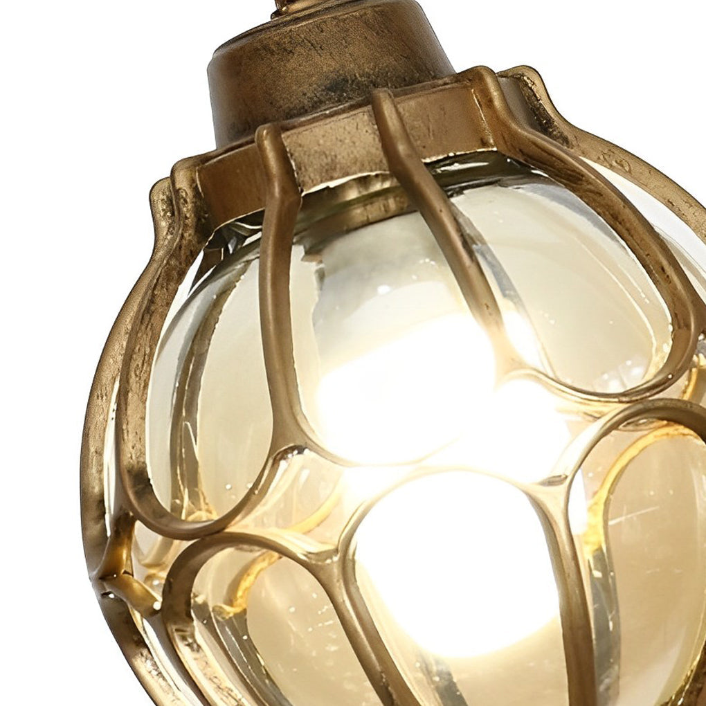 Glass Ball Outdoor Hanging Light — Die-Cast Aluminum, LED, Waterproof, Black or Bronze