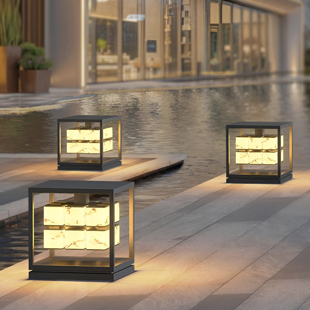 Modern Square Solar Deck Post Cap Light — Stainless Steel & PC, LED, IP65 Weatherproof, Warm White 3000K