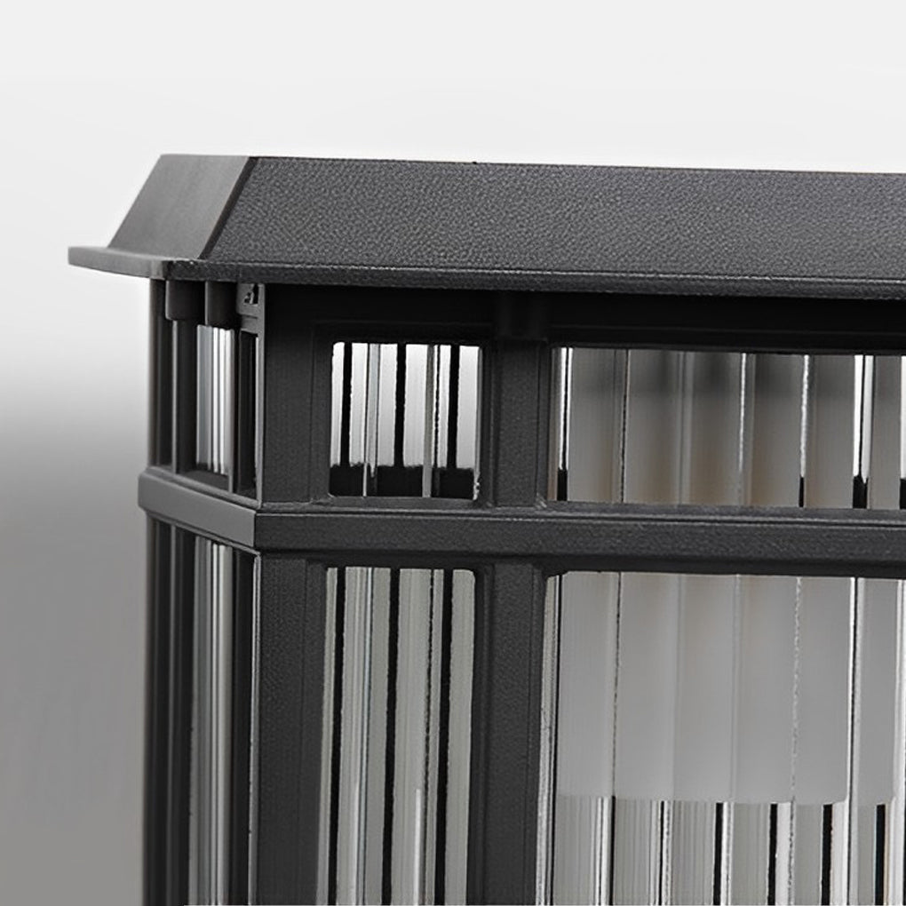 Modern Retro Solar Fence Post Light — Matte Black Aluminum and Glass, LED, Waterproof