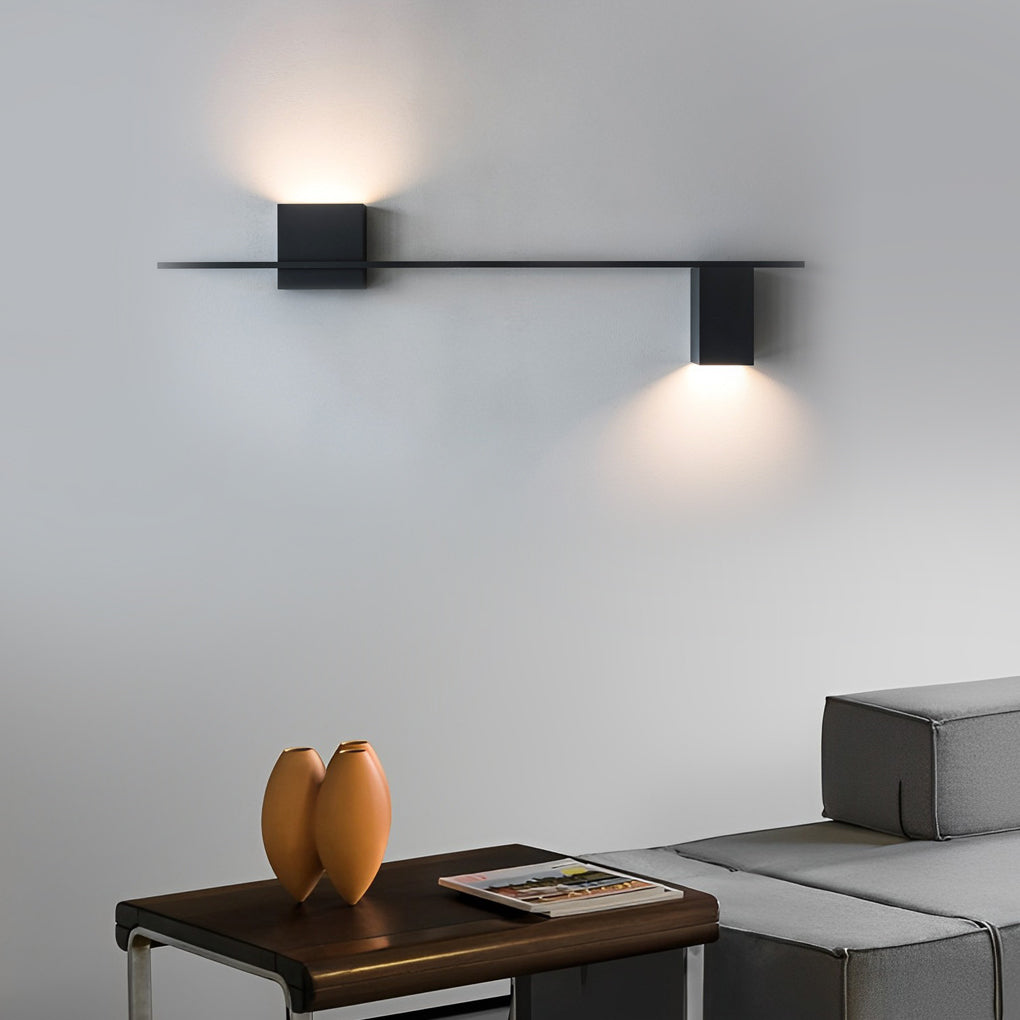 Square Strip Linear Wall Sconce — Iron, LED 10W, Three-Step Dimming (3000K/4500K/6000K), Black or White