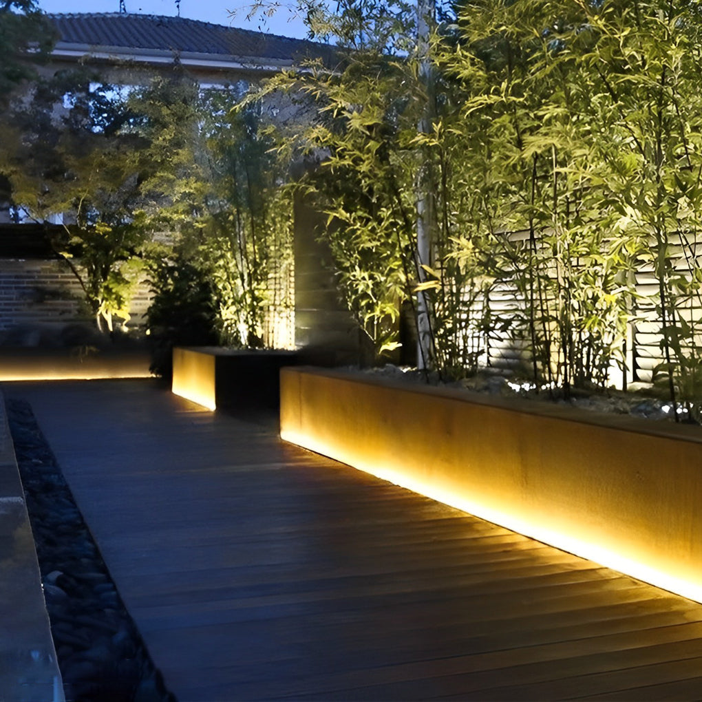 24v waterproof flat led strip lights with recessed silicone for step and deck lighting side emitting design