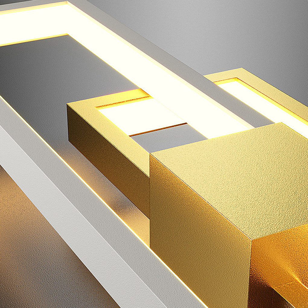 Rectangular Three-Step Dimming LED Wall Sconce — Iron & Aluminum, 3000K/6000K, Black or Gold