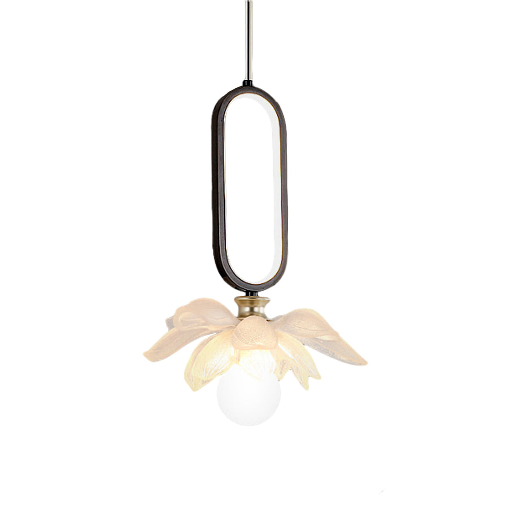 Lotus Flower Mini Pendant — Resin, Hand-Carved, LED, 11" × 15.7", Pink / Blue / Transparent