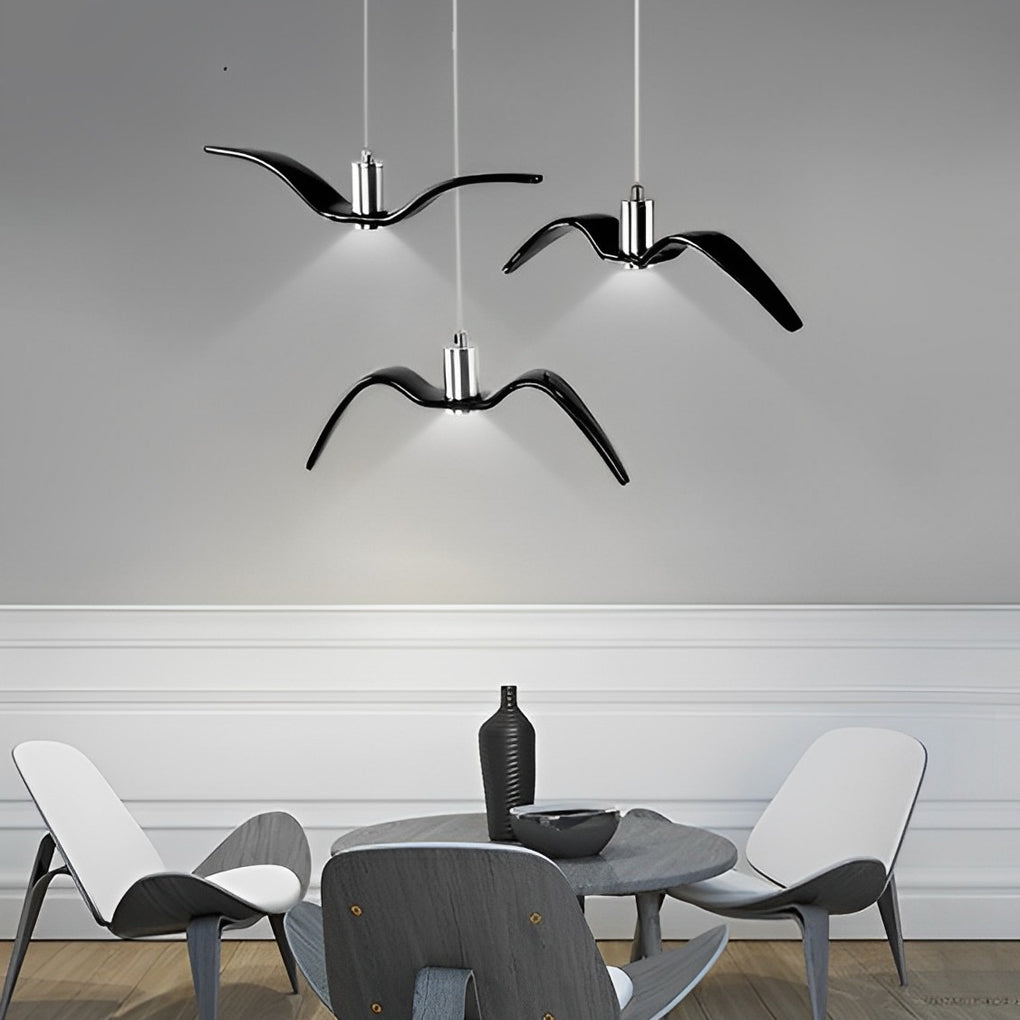 Seagull LED Chandelier — Ceramic and Chrome, Modern, Warm White 3000K