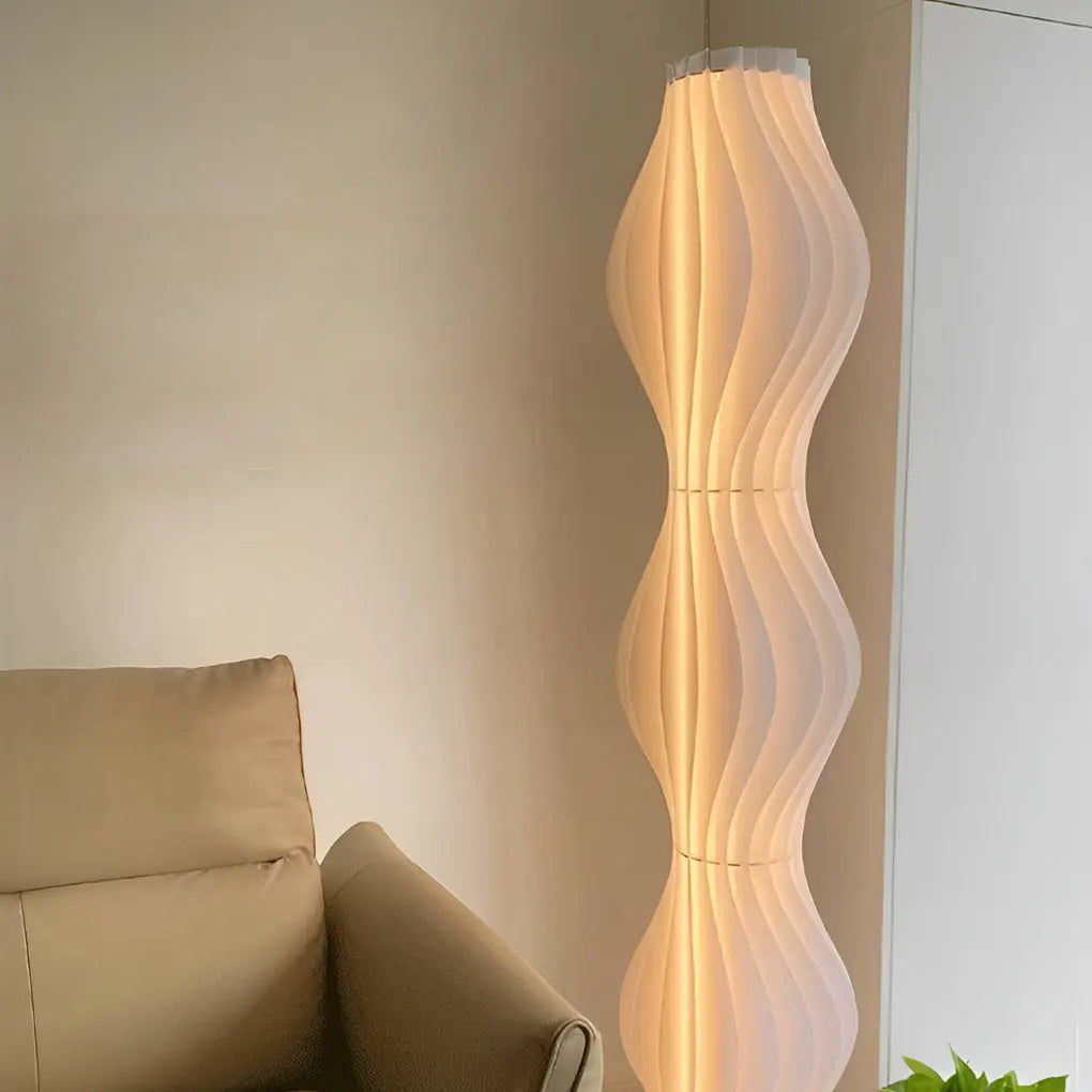 Contemporary Wavy Floor Lamp with Coastal LED Design Luxe