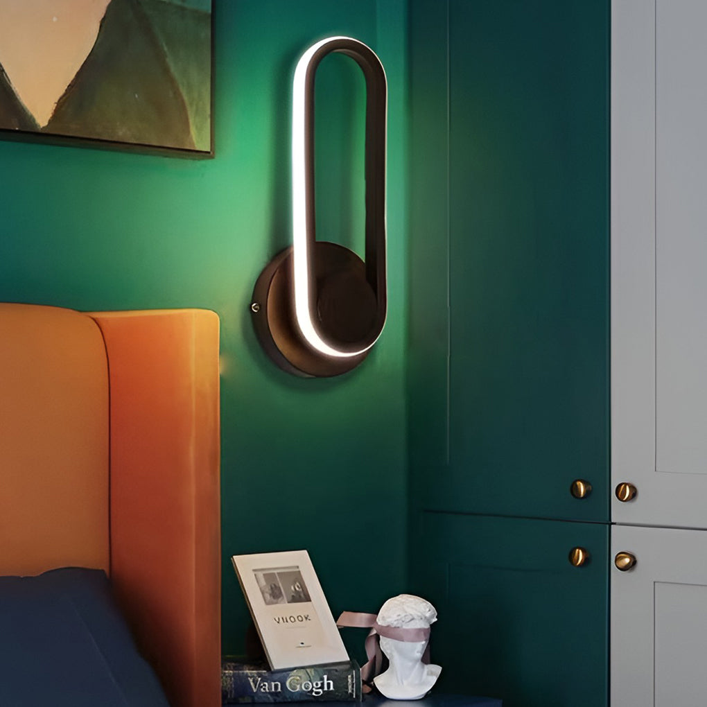 330° Rotatable Rounded-Rectangular LED Wall Sconce — Metal, Silicone Shade, Modern, Gold / Black / White