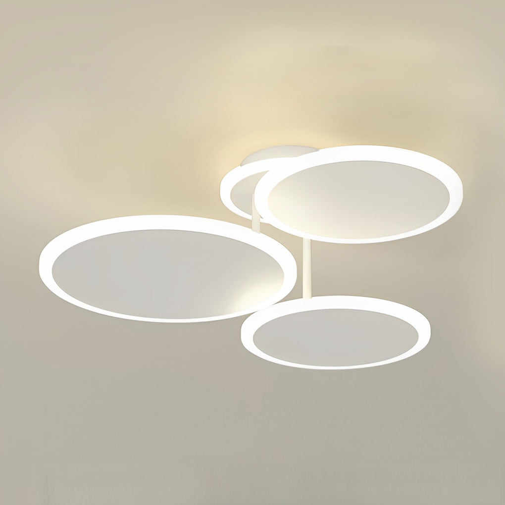 Circular LED Semi-Flush Mount — Matte White Acrylic & Iron, 2/3/6-Light, Three-Step Dimming