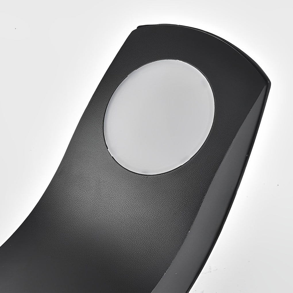 Curved-Head COB LED Bollard Path Light — Matte Black Aluminum, 10W, IP65 Weatherproof, 3000K Warm White