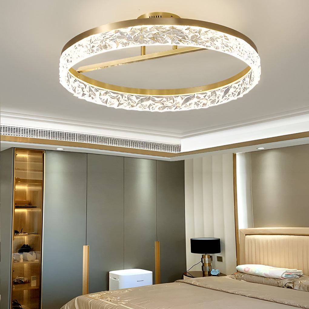 Minimalist Round LED Semi-Flush Mount — Copper, Gold Finish, 60W, 3000K/4500K/6000K, 20" Diameter