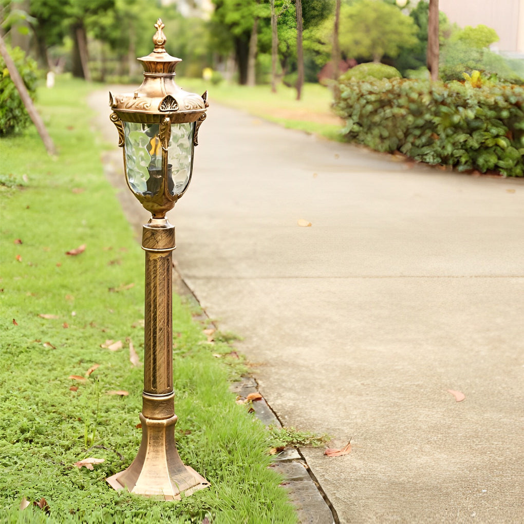 Industrial Outdoor Post Light — Die-Cast Aluminum and Glass, E27, 33" Height, Waterproof, Black / Bronze