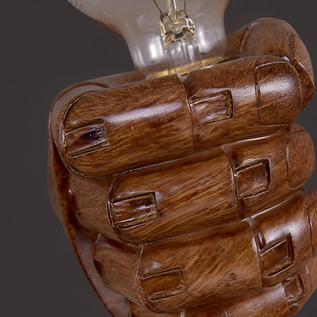 Fist-Shaped Retro Industrial Wall Sconce — Resin and Iron, E27, Engraved Baked-Varnish Finish
