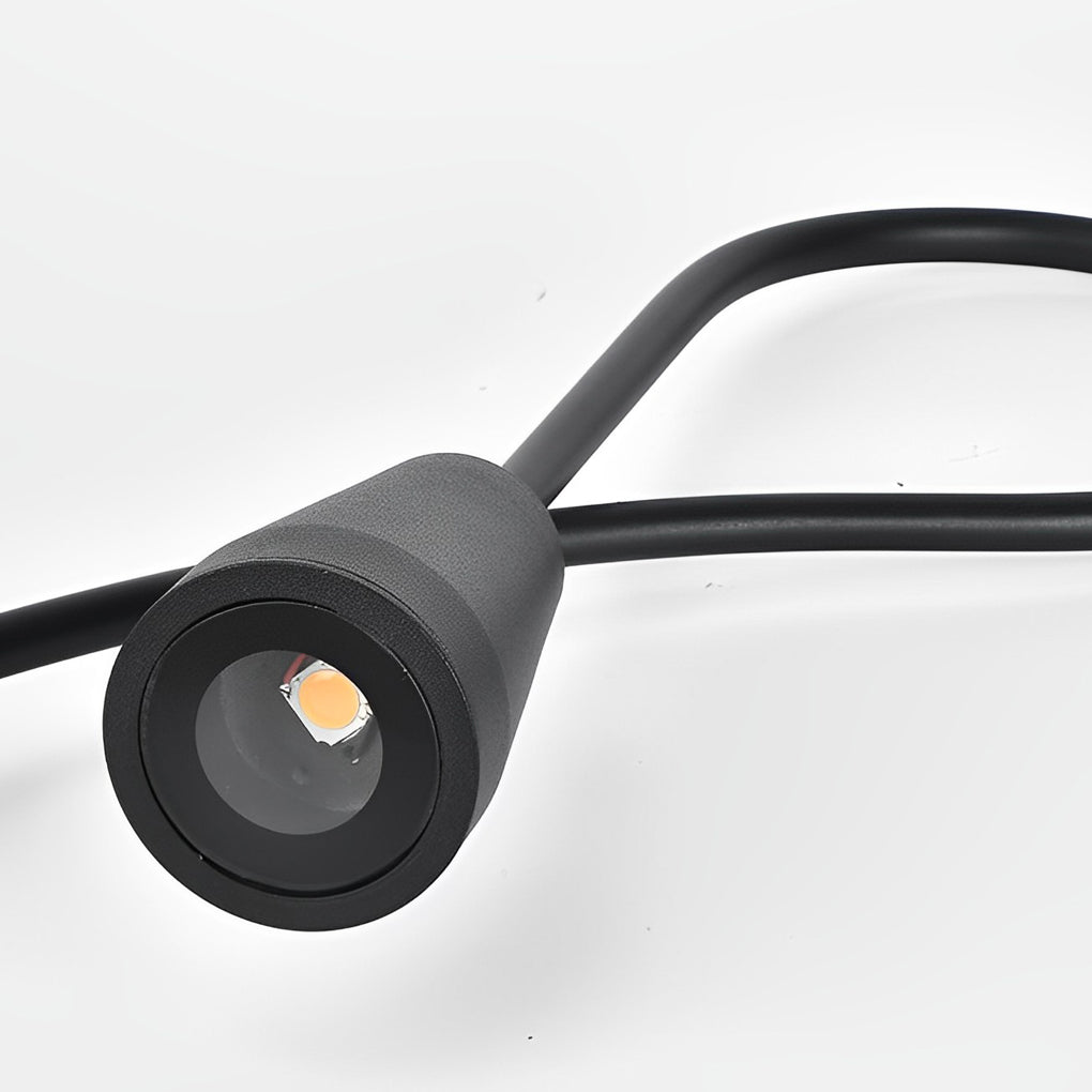 Arched Gooseneck Flower-Bloom Path Light — Black Aluminum, 7W COB LED, IP65, 31", 3000K Warm White