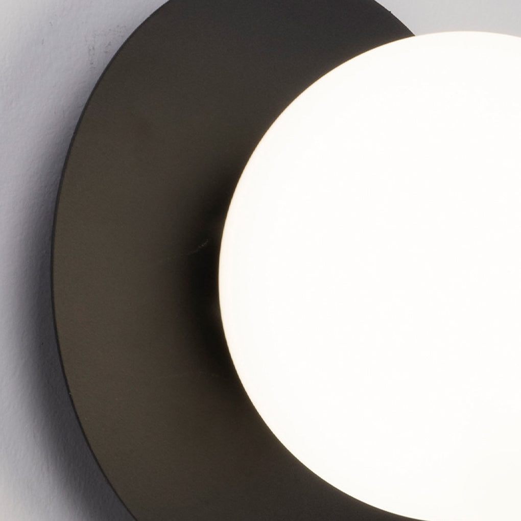 Modern Round Glass Ball Wall Sconce — Iron, 12W LED, 8" Diameter, Black or Gold