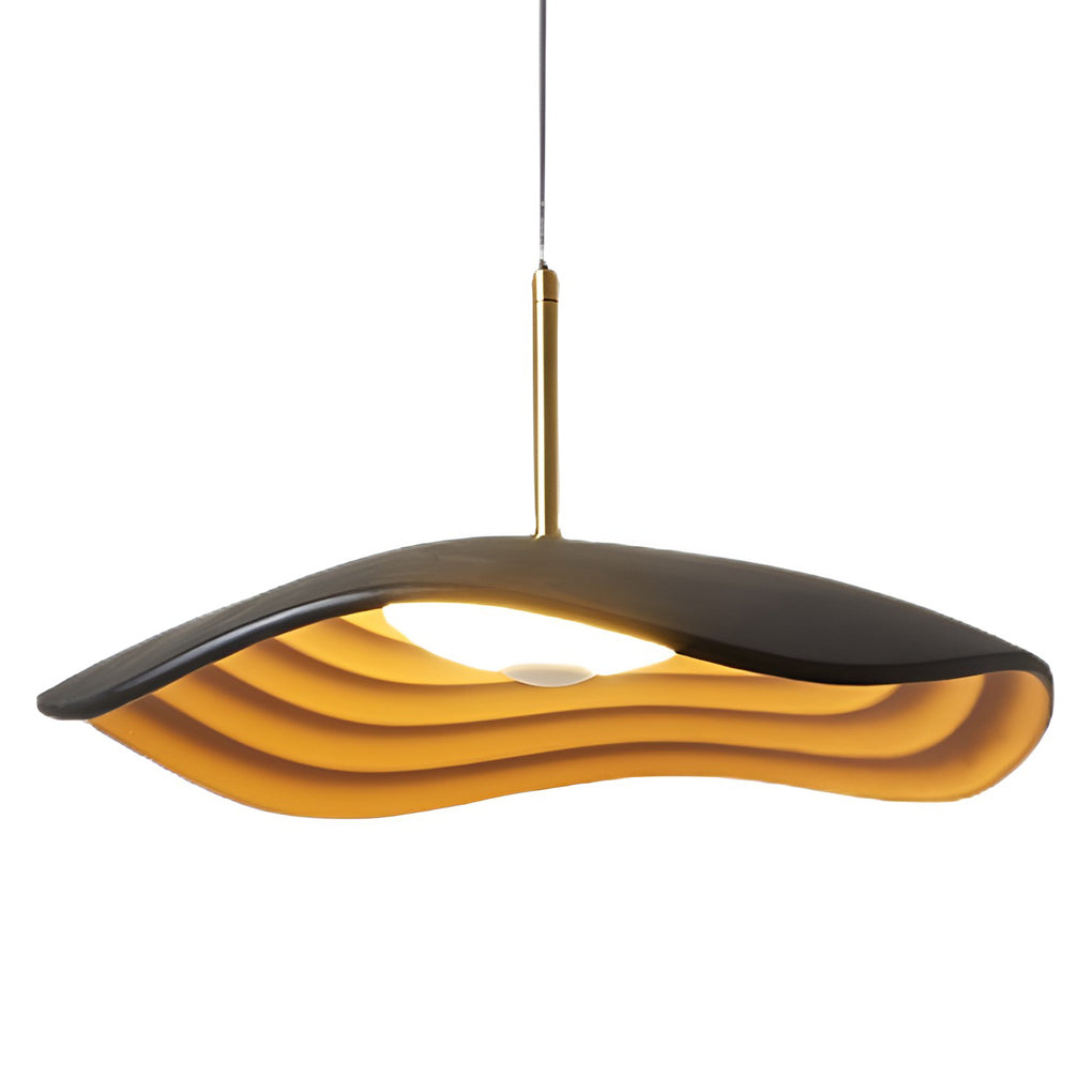 Round Geometric Pendant Chandelier — Resin, 12W LED, 15.7" Diameter, Black or Gray