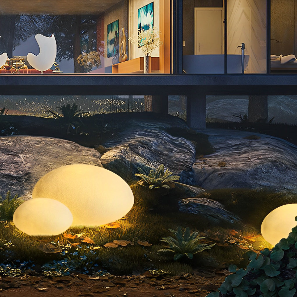 Cobblestone LED Landscape Lawn Light — Resin, Warm White 3000K, IP65 Weatherproof