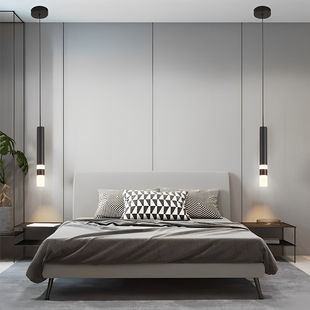 Minimalist Black LED Mini Pendant — Aluminum and Bubble Acrylic, Adjustable 78" Cord
